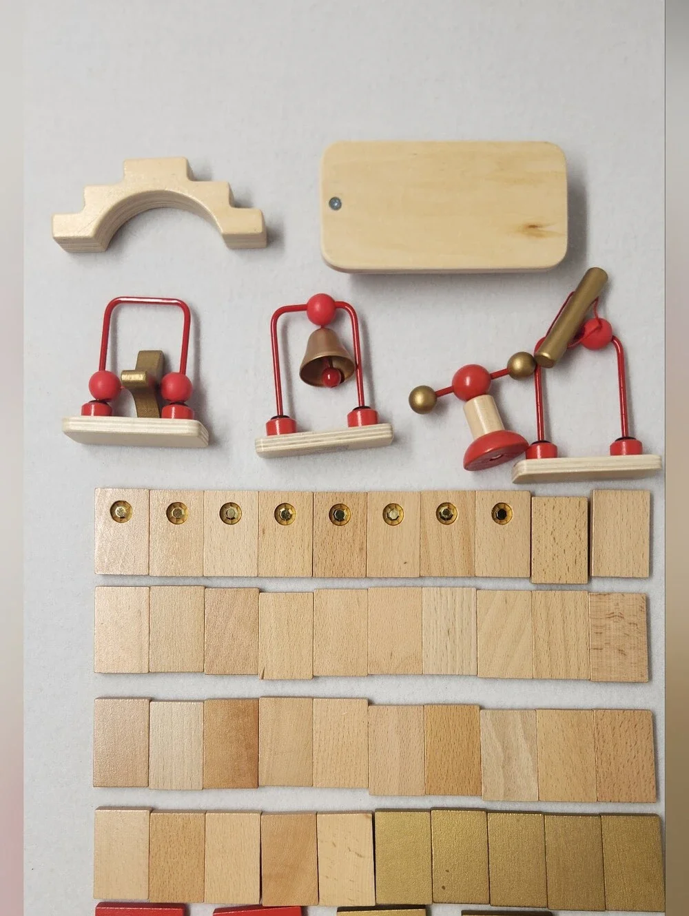 Hape Wooden Domino Rally Montessori STEM Building Toy Partial Set Natural Red